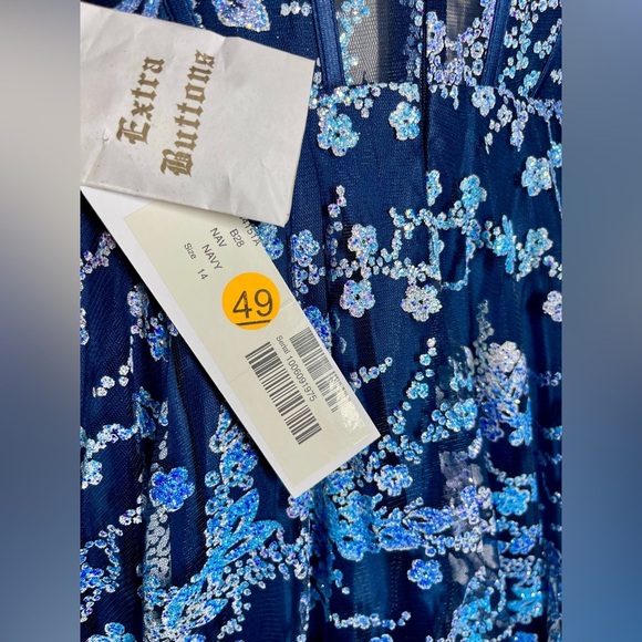 JOVANI 44151 | Blue Embellished Strapless Ball Gown | Floral | Women’s 14 - Picture 6 of 6